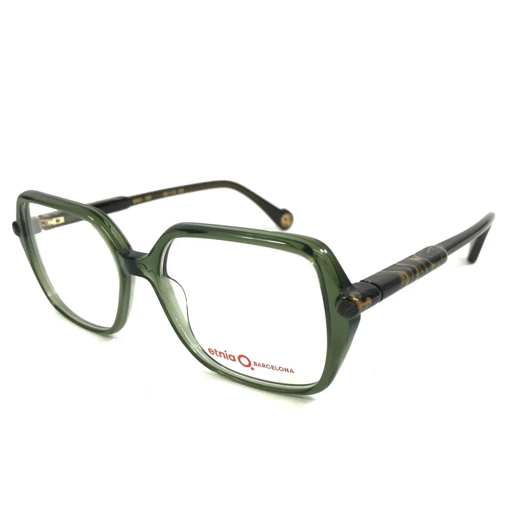 Etnia Barcelona Eyeglasses Frames SIMA GR Green Brown Marble Full Rim 52-15-138